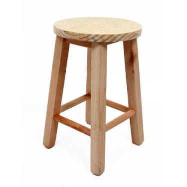 Imagem de Banqueta de Madeira Crua -Baixa Sem Encosto - Redonda - Veneri  (VBBSE