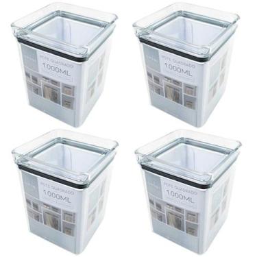 Imagem de Kit 4 Potes Herméticos Lumini Quadrado 1,000 ML 1162 Paramount
