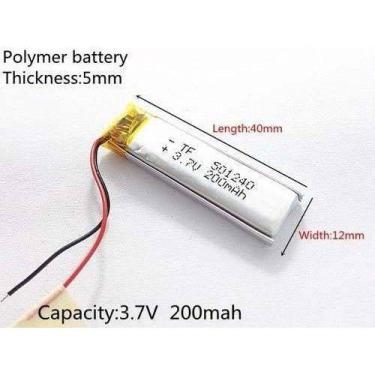 Imagem de Bateria  3,7v   200mah 5mm X 12mm X 40mm   501240 - bgb