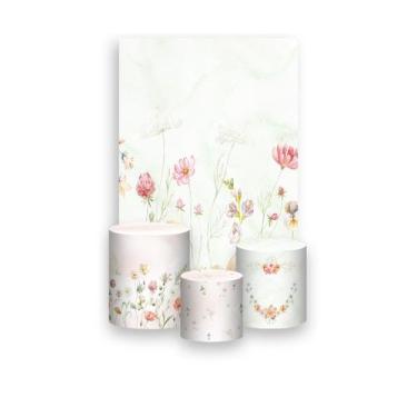 Imagem de Painel De Festa Vertical 1,50 x 2,20 + Trio De Capas Cilindro - Jardim