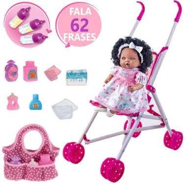 Imagem de Kit Boneca Angelina 62 Frases + Bolsa Maternidade + Carrinho - Milk Br
