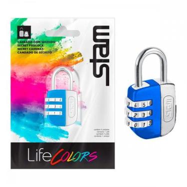 Imagem de Cadeado Para Mala Stam Life Colors Com Segredo 25Mm Azul, Azul