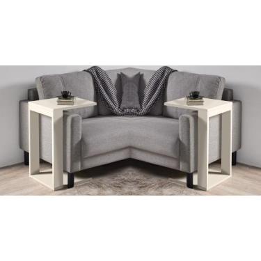 Imagem de Porta Revistas 2 Mesas Canto Namur Off White Decoração 65cm - Colomi