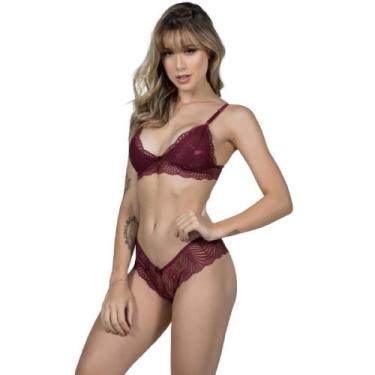 Imagem de Conjunto Lingerie Em Renda e Sutiã Sem Bojo Decote - WLS Modas, G, Vin