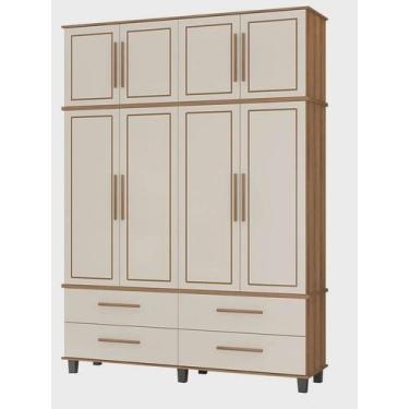 Imagem de Roupeiro colonial Triplex House 4 portas alto cor Off white / Nature -