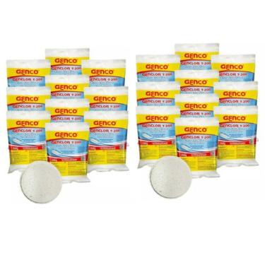 Imagem de Kit 20 Pastilhas Tabletes Cloro Estabilizado Genclor T-200 - Genco