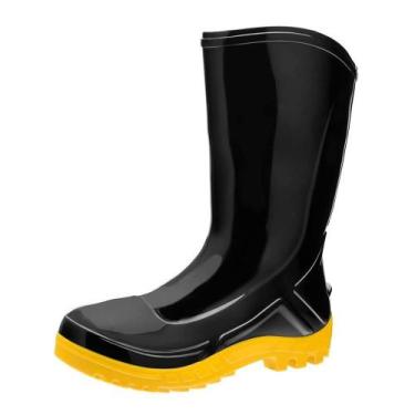 Imagem de Bota PVC Vulcaflex Preta Solado Amarelo Cano Médio 27cm sem Meia 41