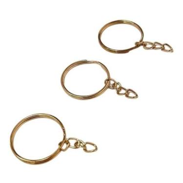 Imagem de 100 Pçs Argolas Para Chaveiro C/ Corrente - 25mm Dourado - Cantinho da