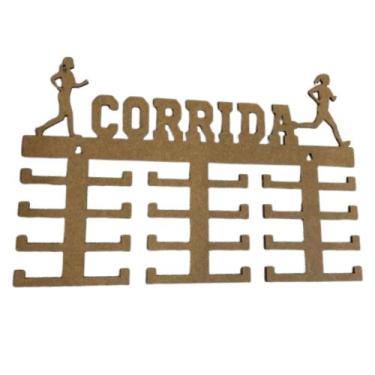 Imagem de Porta medalhas corrida feminino mdf cru 30cmx20cm - Produto artesanal