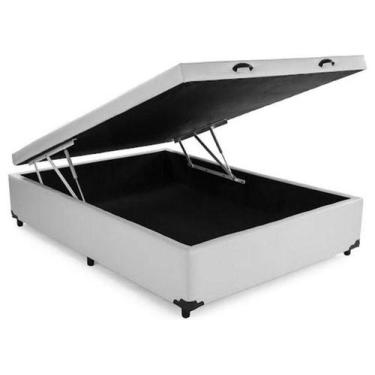Imagem de Base Cama Box Com Baú Blindado Casal material sintético Branco 43x138x