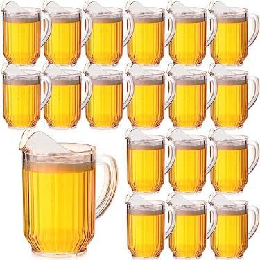 Imagem de Rtteri Pacote com 16 jarras de água de plástico transparente de 947 ml, mini jarra durável para restaurante, com bico e alça, servindo cerveja, sangria, refrigerante, limonada, suco, bebida, chá, para