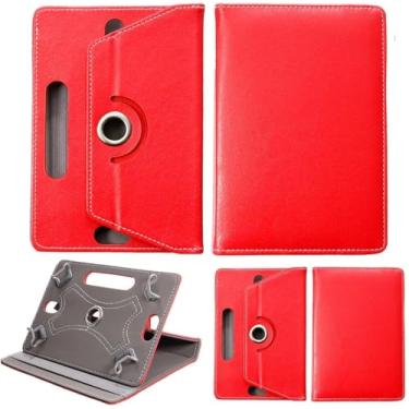 Imagem de Capa universal para 20 cm, capa protetora de couro PU com suporte multiângulo para 20.3 cm, Samsung, Lenovo, Huawei, Acer, Fire Tab e todos os outros tablets de 8 polegadas (vermelho)