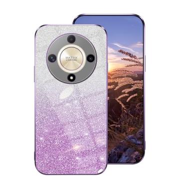 Imagem de Compatível com Honor Magic 6 Lite Capa de silicone com purpurina, capa para celular Honor Magic 6 Lite de silicone transparente de camada dupla removível TPU macio à prova de choque protetora luxuosa