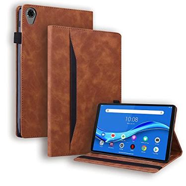 Imagem de Varohix Capa Lenovo Tab M8 / Tab M8 HD LTE/Smart Tab M8 / Tab M8 FHD 8,0 polegadas Folio Stand Shell Capa de couro para cartão Lenovo M8 TB-8505F TB-8505X TB-8505FS TB-8705F TB-8705N, marrom