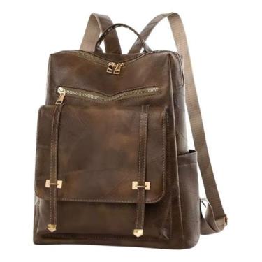 Imagem de Mochila Feminina Casual Couro Pu Espaçosa Faculdade Trabalho - Alwy, C