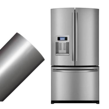 Imagem de Papel Contact Adesivo Para Móveis Geladeira Eletros Portas Prata Inox 