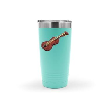 Imagem de SpreadPassion Copo de violino, presente para amantes de violino, copo de aço inoxidável para violino, copo isolado de 590 ml, ideia de presente de aniversário de Natal (azul-petróleo)