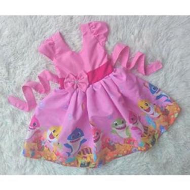 Imagem de Vestido Menina Infantil Simples Tematico Baby Shark Rosa - aurea, G