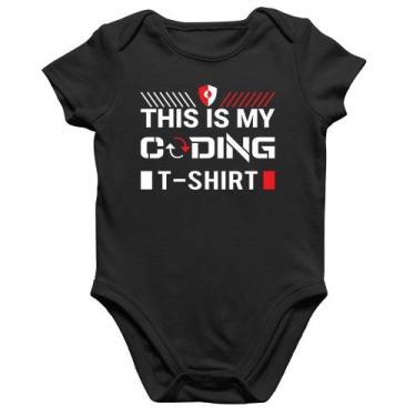 Imagem de Body Bebê Algodão This is my coding t-shirt - Foca na Moda, Preto, G