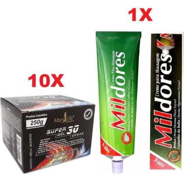 Imagem de Kit 10 Super Gel 30 Ervas 250g + 1 Pomada Mil Dores 100g - Mary Life