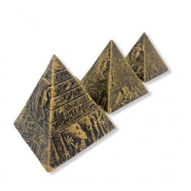 Imagem de Esculturas Trio Pirâmides Egípcias Dourada 7 cm em Resina - Lua Místic