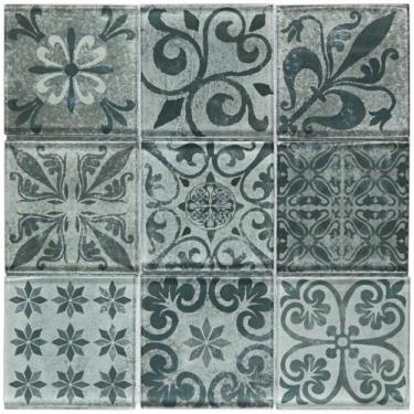 Imagem de Pastilha de vidro PW504 - PATCHWORK VERDE 30x30cm 9,8x9,8cm - GLASS MO