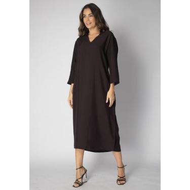 Imagem de Vestido Midi Viscose Manga 3/4 Preto - Amazonia Vital