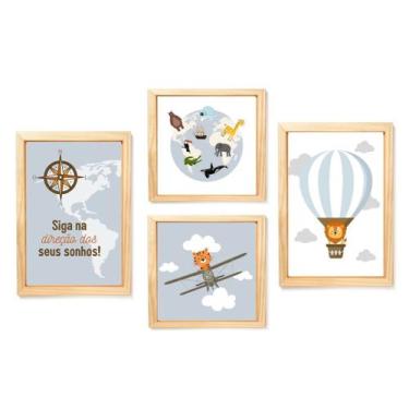 Imagem de Quadro Decorativo Infantil Animais Mapa Mundi Viagem Safari - Creative