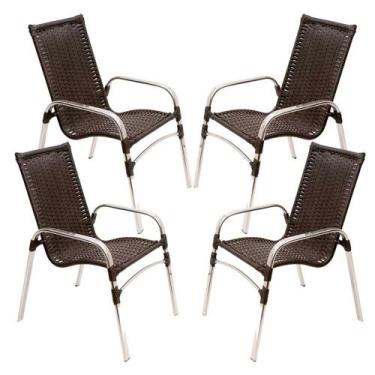 Imagem de Kit 4 Cadeiras Emily em Alumínio e Fibra Sintética Pintura Eletrostáti