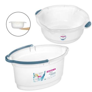 Imagem de Kit Balde Oval 14 Litros Plástico Rodo Vassoura Bacia Limpeza Casa Lav