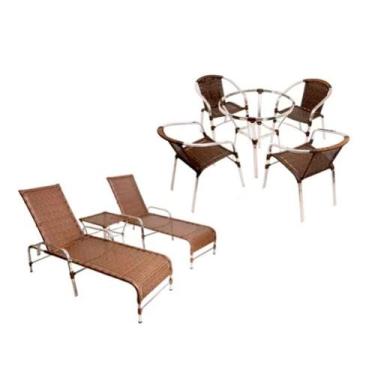 Imagem de Kit 4 Cadeiras Floripa e Mesa Garden em Alumínio e 2 Espreguiçadeiras 
