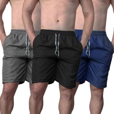 Imagem de Kit 5 Bermudas Masculina Lisas Tactel Caminhada Academia Praia Piscina