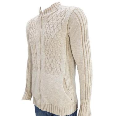 Imagem de Jaqueta Masculina Tricot Wanisser Losango - Katlen Tricot, Bege, M