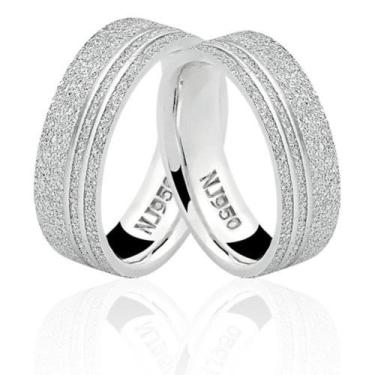 Imagem de Par de Alianças em Prata 950 Anatômica Natalia Joias AL18 - Natália Jó