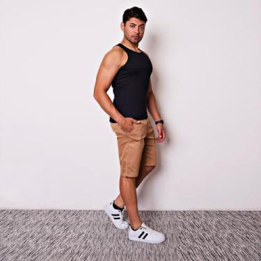 Imagem de Bermuda Masculina Esporte Fino em Sarja - I.Con, Marrom, 40