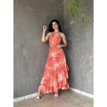 Imagem de Conjunto Feminino Saia Envelope Babado e Top de Amarrar Viscolinho Sab