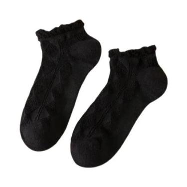 Imagem de Meias Femininas Casual - 5 Pares de Meias Curtas de Algodão Respirável