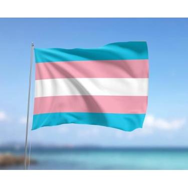Imagem de Bandeira Transexual LGBTQIA+ 80cmx140cm Tecido Oxford 100% Poliéster -