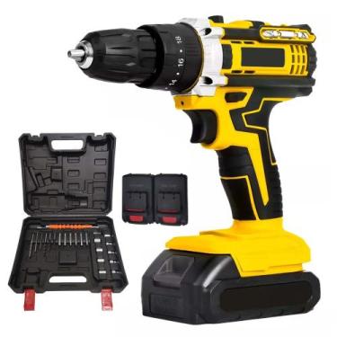 Imagem de Parafusadeira Furadeira 2 Baterias Bivolt com Maleta Ferramentas Const