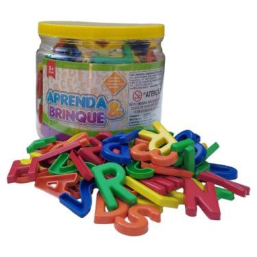 Imagem de Letras e números pote com 200 peças em plástico colorido - BRINQUE E L