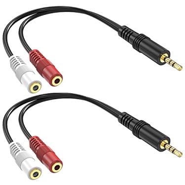 Imagem de Cabo mono estéreo de 3,5 mm, pacote com 2 adaptadores TRS macho para 2 TS mono fêmea de 6 polegadas, 1/8 polegadas, adaptador de áudio Y banhado a ouro, adaptador RF para fone de ouvido, alto-falante