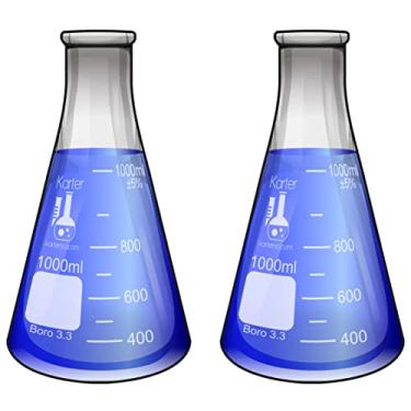 Imagem de Karter Scientific Frasco Erlenmeyer de Boca Estreita de 1000 Ml, Vidro Borossilicato 3,3, 223L1 (Pacote com 2)