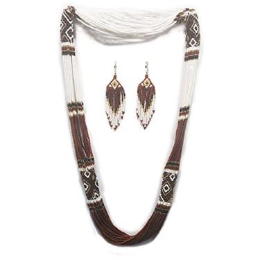 Imagem de Colar de contas em camadas estilo nativo americano – Colar de contas ucraniano Colar de contas de semente artesanal nativo, colar tribal étnico com contas La-2, Free size, Vidro, Sem Pedra Preciosa