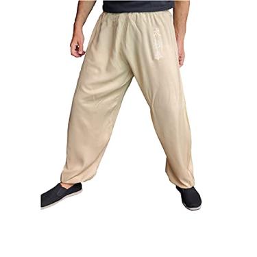 Imagem de Calças Kung Fu Tai Chi e Wing Chun Calças estilo calças de artes marciais para mulheres e homens leves e suaves, Tai Chi bege, G