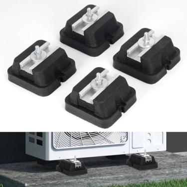 Imagem de Pearwow Kit de Base de Montagem de Piso para Serviço Pesado para Condensador de Ar Condicionado Mini Split, Montagem de Tubo, Almofadas Antivibração de Borracha, Compressor de Ar, Isolador de Vibração