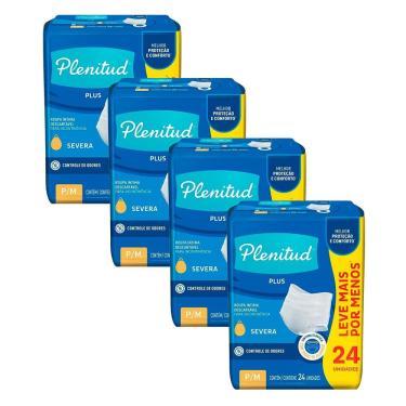 Imagem de Kit 4 Roupa Íntima Plenitud Plus Unissex Tamanho P/M 24 Unidades Leve Mais Por Menos cada