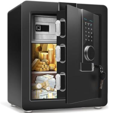 Imagem de Huralay Cofre Eletrônico Digital Preto Aço 45x38x32cm Senha Ou Chave, Caixa Forte