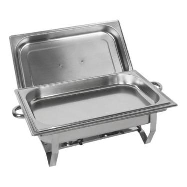 Imagem de 3 Rechaud Retangular 9 Litros Inox 1Cuba 1/1 X 65mm C Tampa - AZ135