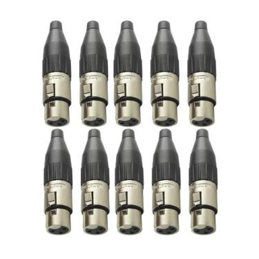 Imagem de Kit 10 Conectores Xlr Canon Femea Amphenol 3 Vias Ac3f/N