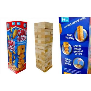 Imagem de Jogo Caiu Perdeu Torre de Equilíbrio com 54 Blocos de Madeira Diversão